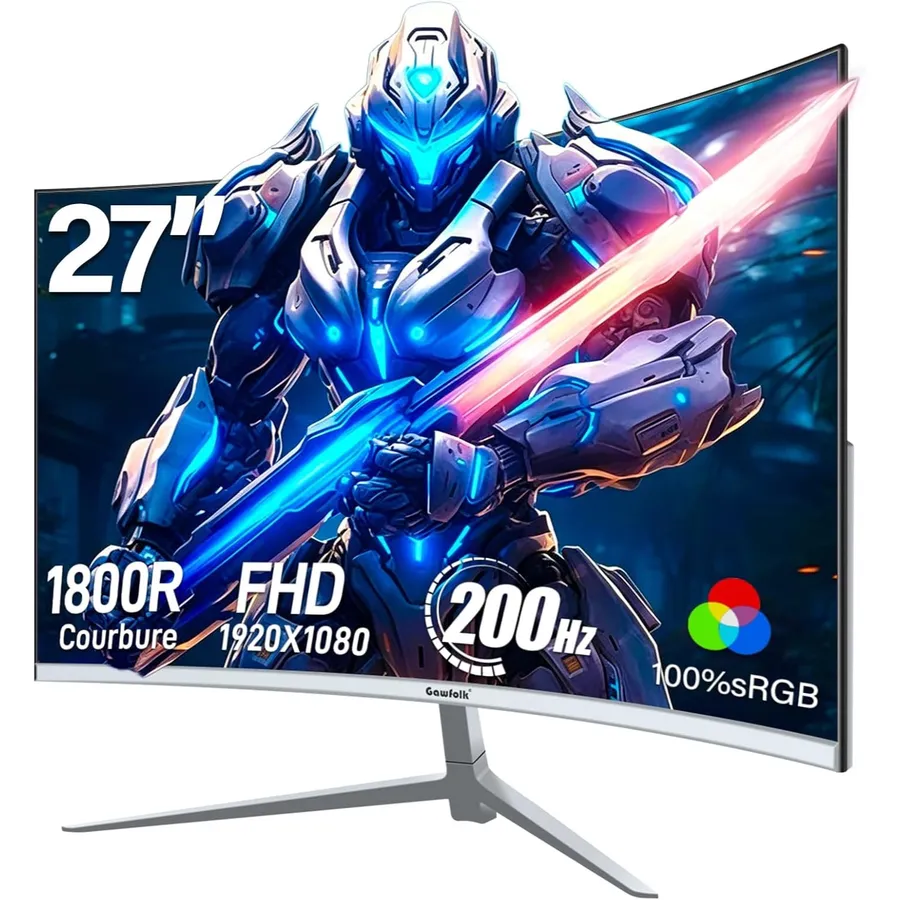 Gawfolk GF270C 200 Hz - Monitor gaming curvo de 27 pulgadas, 1800R, altavoces