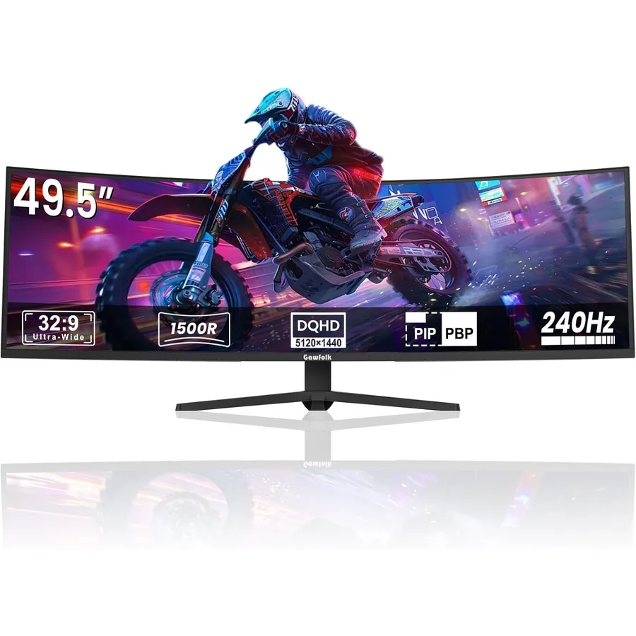 Gawfolk GF490D - Monitor super ultrapanorámico curvo de 49 pulgadas, 1500R, DQHD, 240 Hz