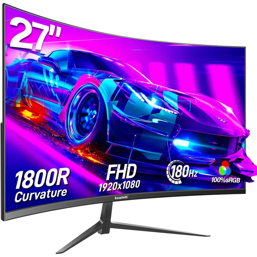 Gawfolk GF270C 165 Hz - Écran gaming incurvé 27 pouces Full HD 1800R, noir