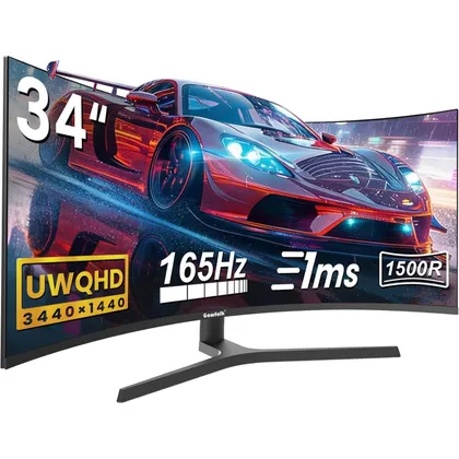 Gawfolk GF340C-SJ - Écran incurvé ultra large 34 pouces UWQHD 165 Hz, hauteur réglable