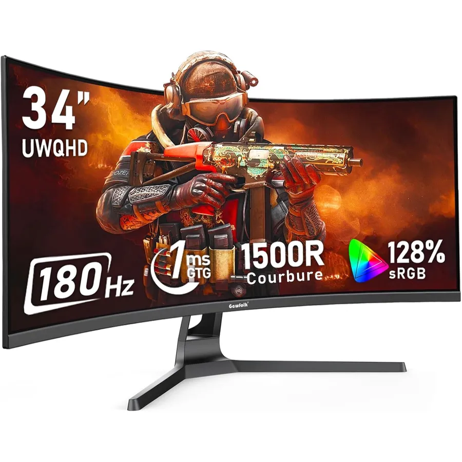 Gawfolk GFTY984 - Monitor ultrawide curvo 34 pollici UWQHD 180 Hz